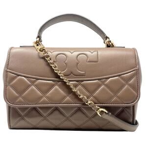 Tory Burch Bag Crossbody Purse Top Handle Savannah Quilted Leather Blush Pink